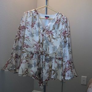 Vince Camuto Long Sleeve Scrunchy Waist Blouse